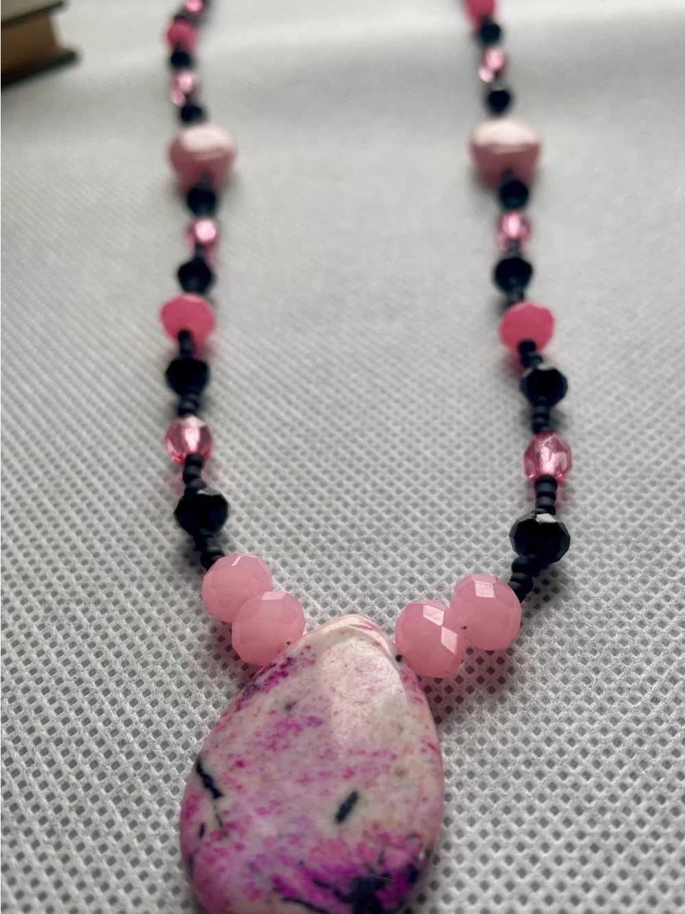 Pink Stone Teardrop Beaded Necklace - Women Jewelry